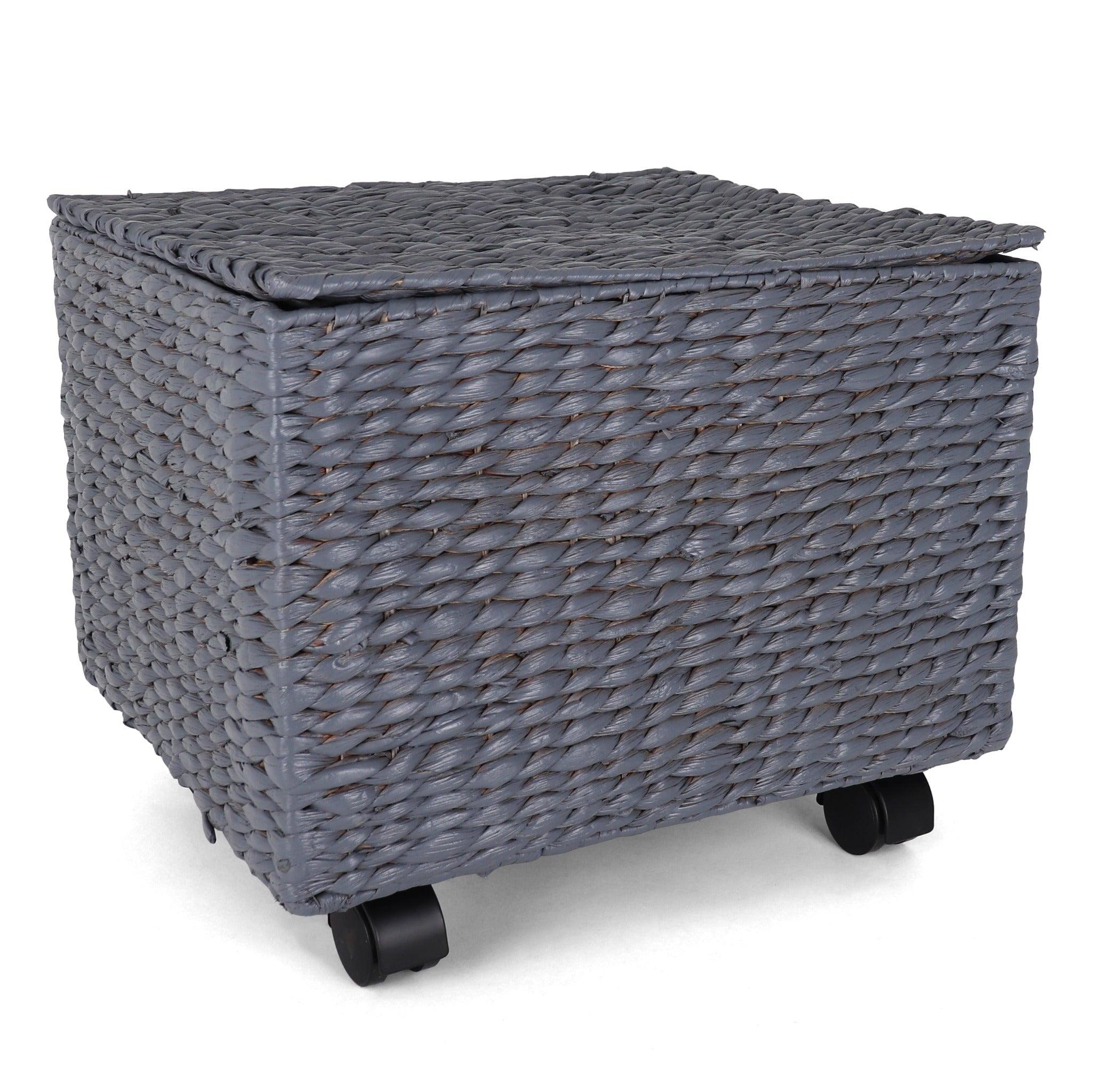 Gray Seagrass Rolling File Cabinet with Casters