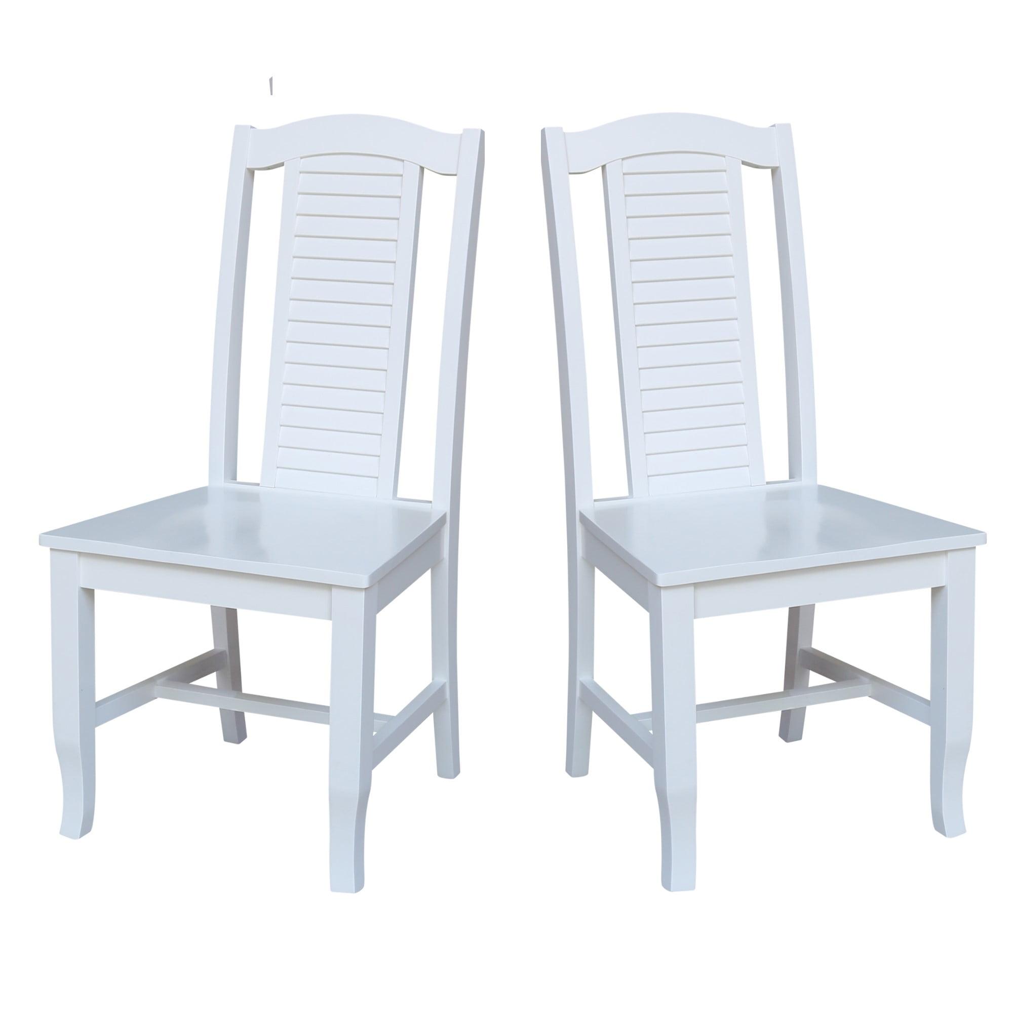 Seaside High-Back Solid Parawood Side Chairs in White - Set of 2