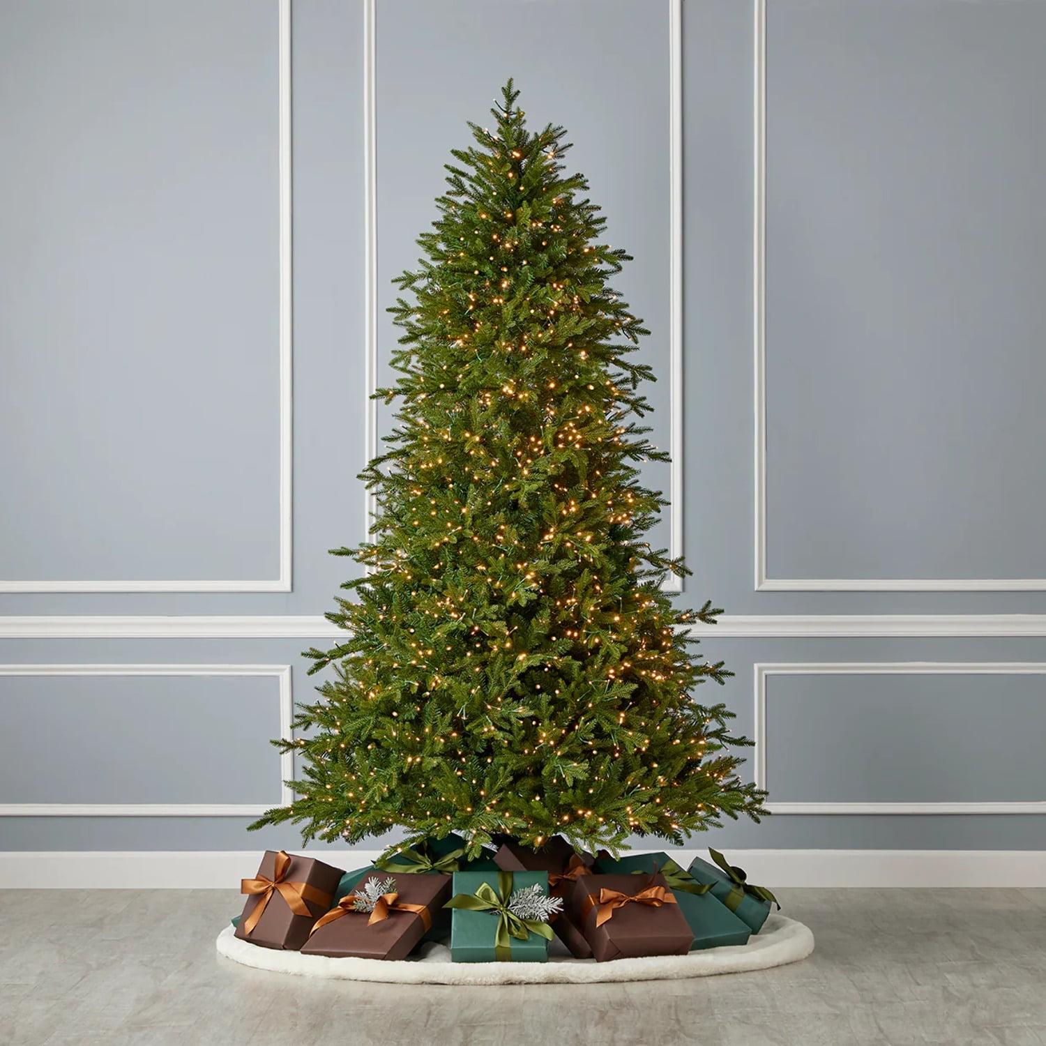 9 FT Green Pine Christmas Tree with Warm White LED Lights