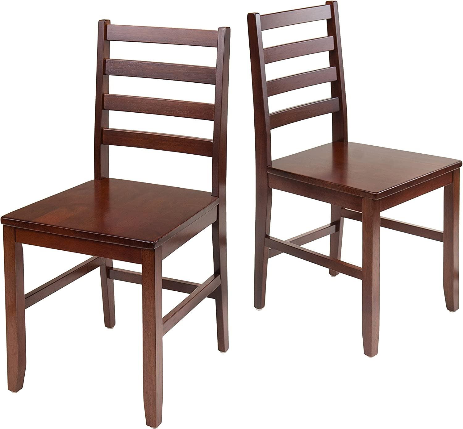 Transitional High Slat Ladderback Side Chair in Rich Walnut