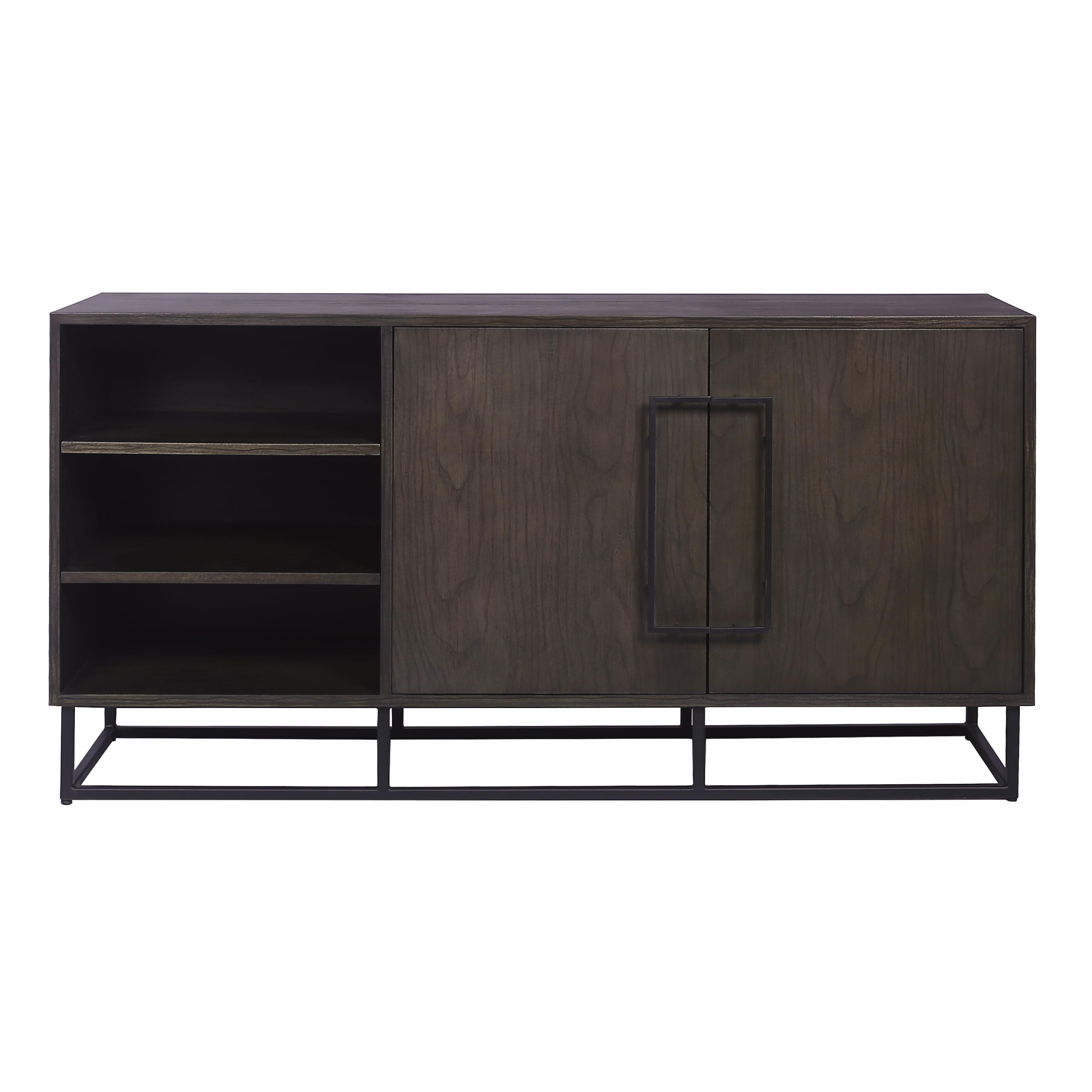 Seaton Industrial Toffee Wood & Black Metal Credenza