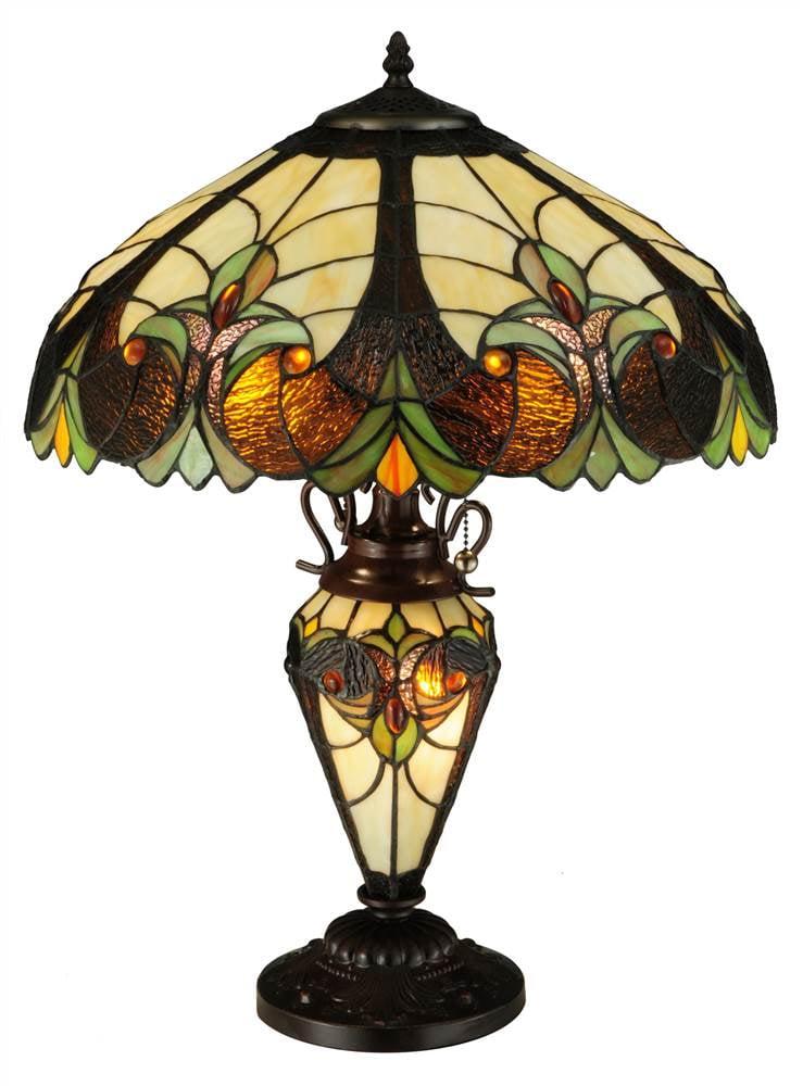 Victorian Elegance 25" Stained Glass Bronze Table Lamp