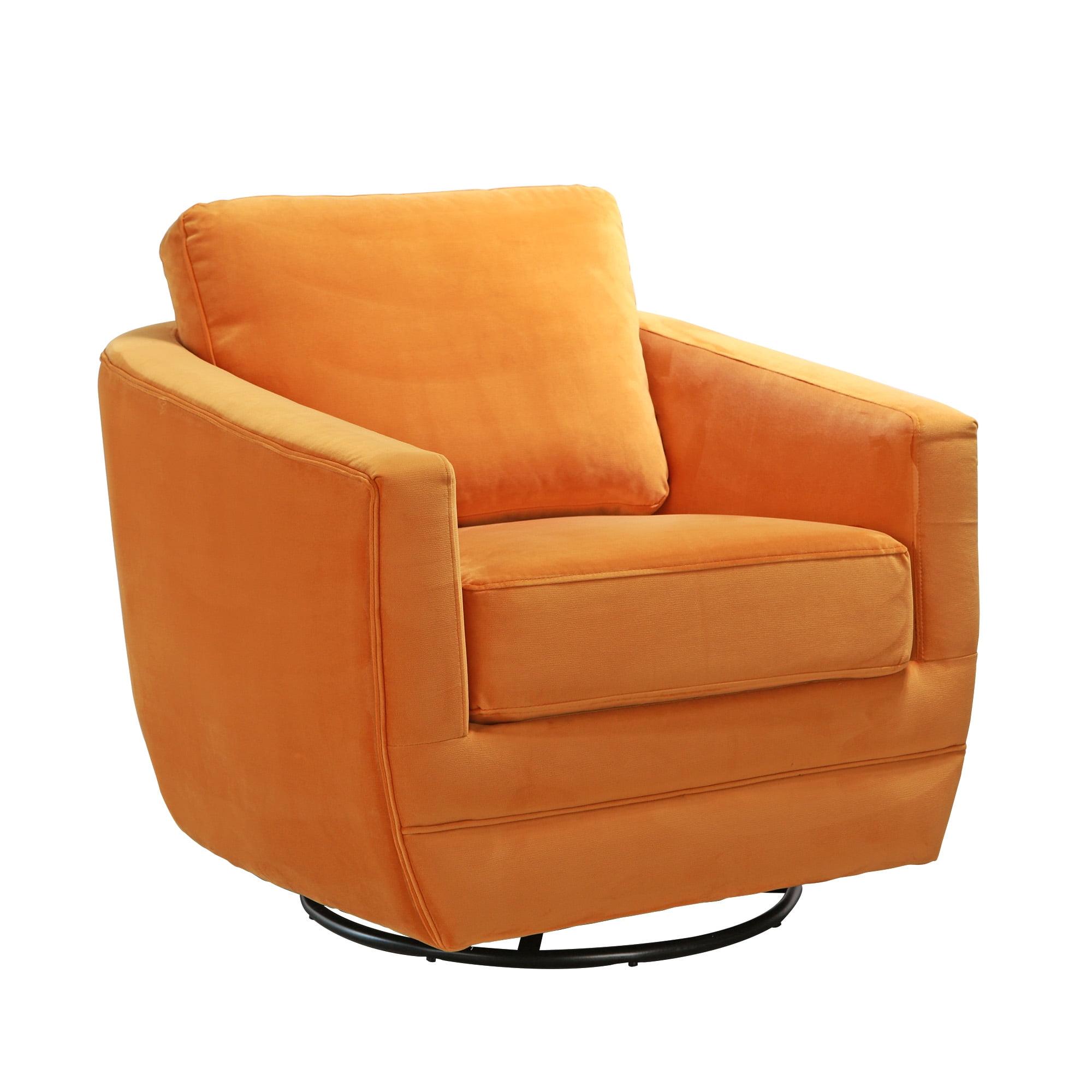 Marigold Velvet Barrel Swivel Chair with Metal Base