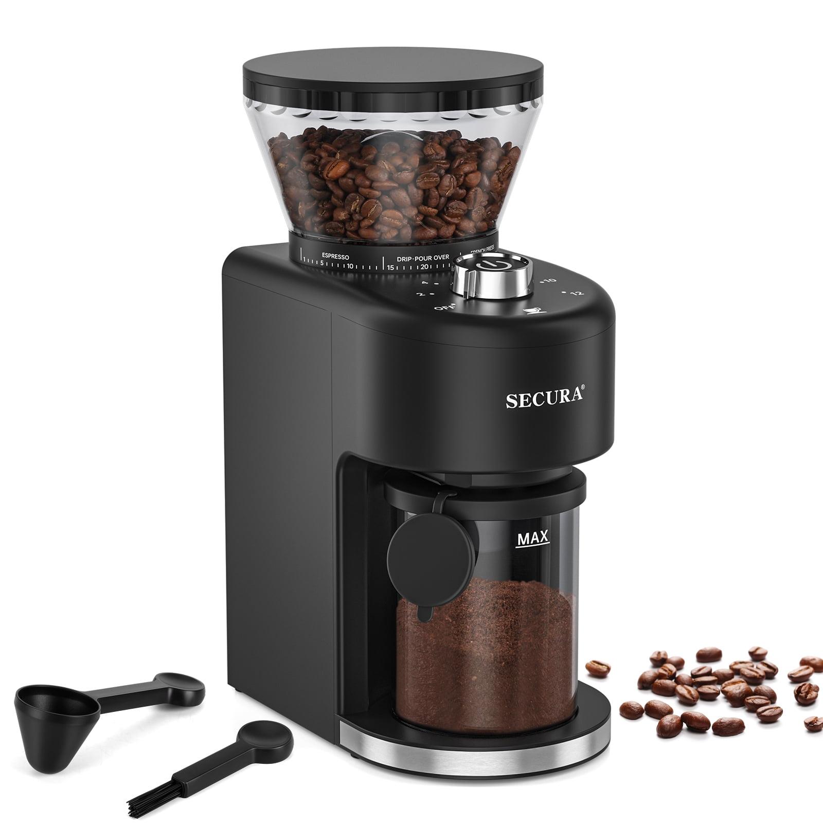 Secura Conical Burr Coffee Grinder with 35 Grinding settings Coffee Grinder for Espresso/Drip/French Press Coffee Maker, 2-12 Cups Black