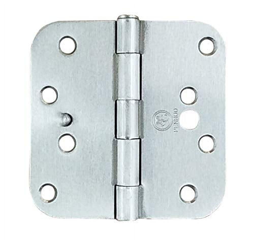 Security Door Hinges - Satin Nickel - 4" Inch with 5/8" Radius - Security Tab - 3 Pack