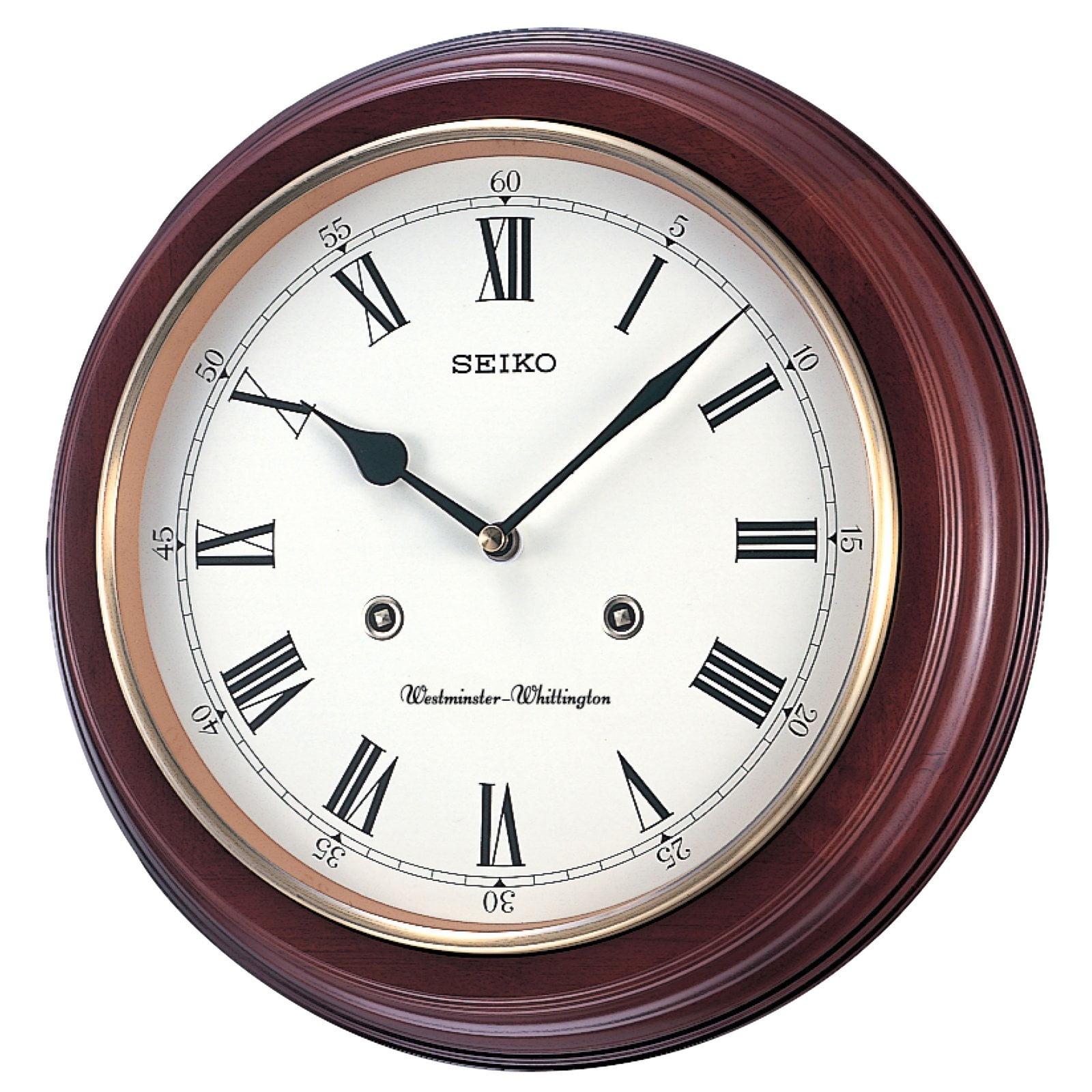 Seiko 12" Brown Wood Grain Wall Clock with Dual Chimes