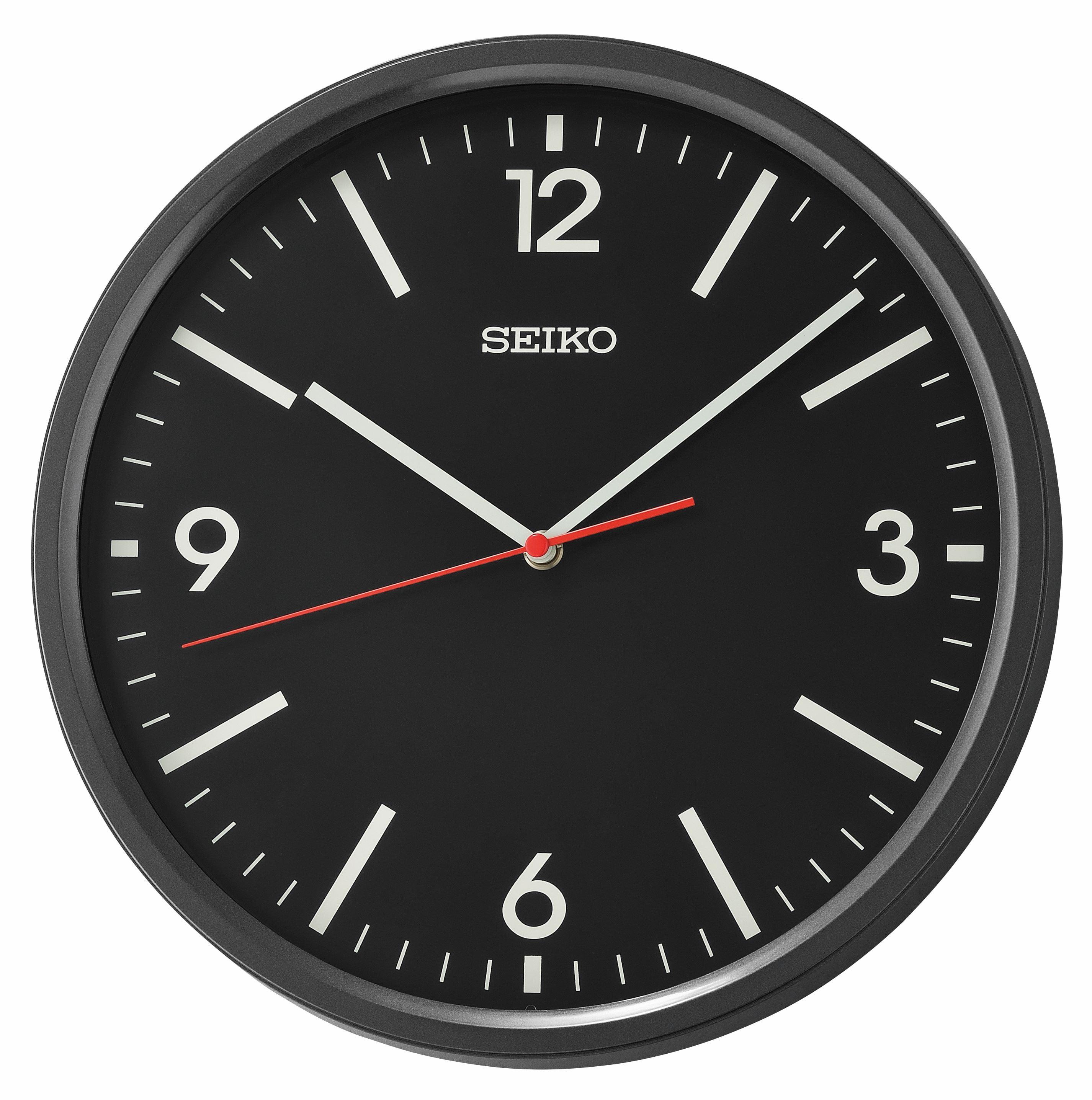 Seiko 12-Inch Metallic Black Modern Wall Clock