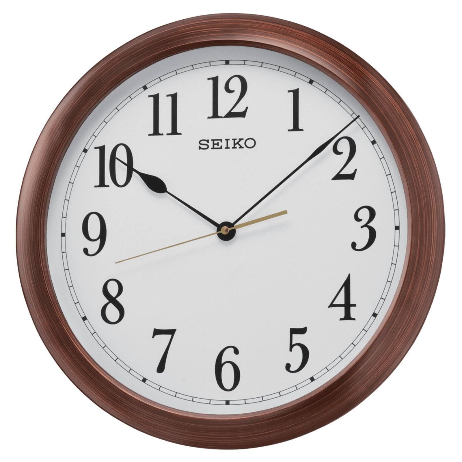 Seiko 16" Numbered Wooden Finish Wall Clock - Brown