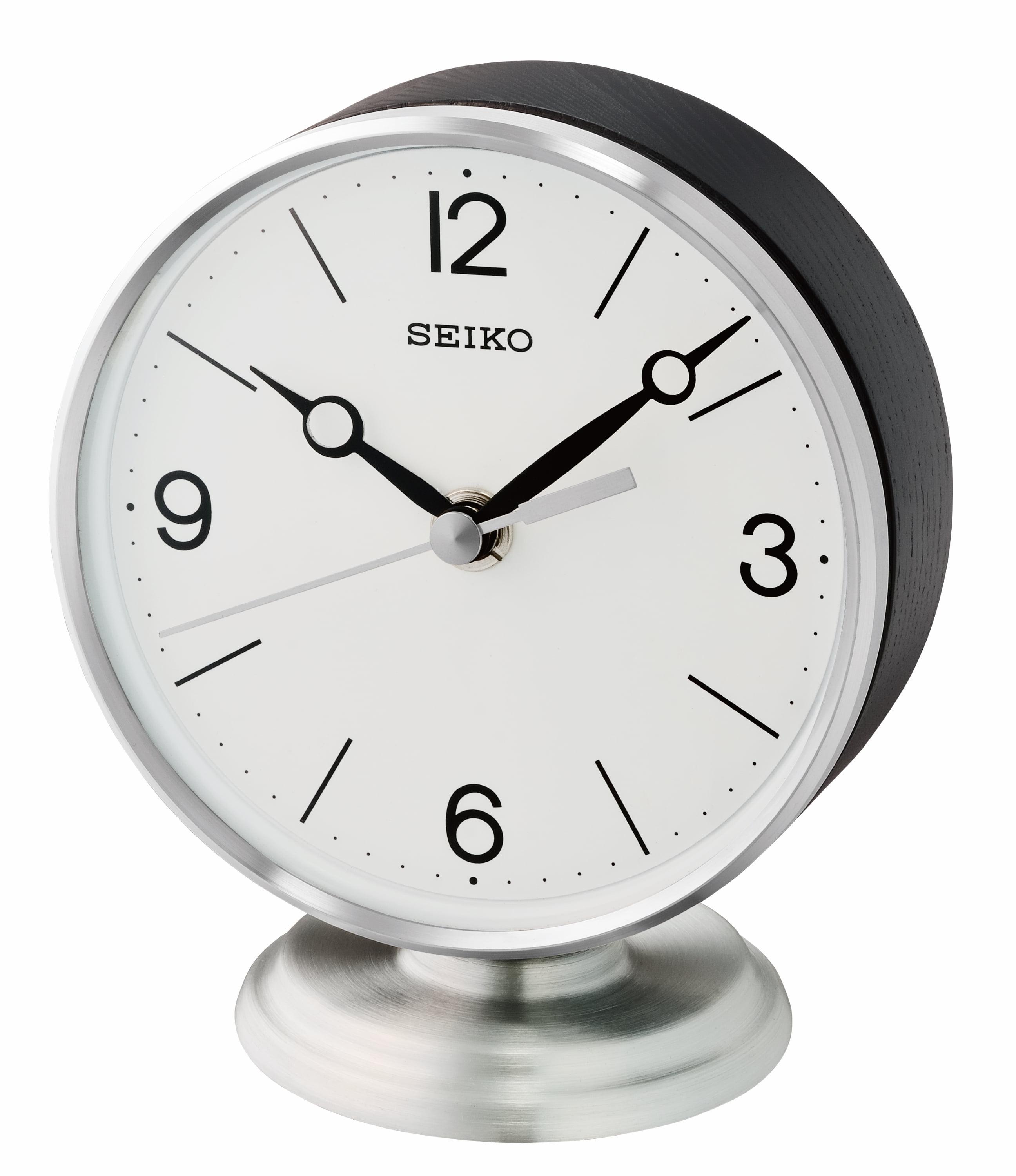 Silver and Black Quartz Analog Table Clock