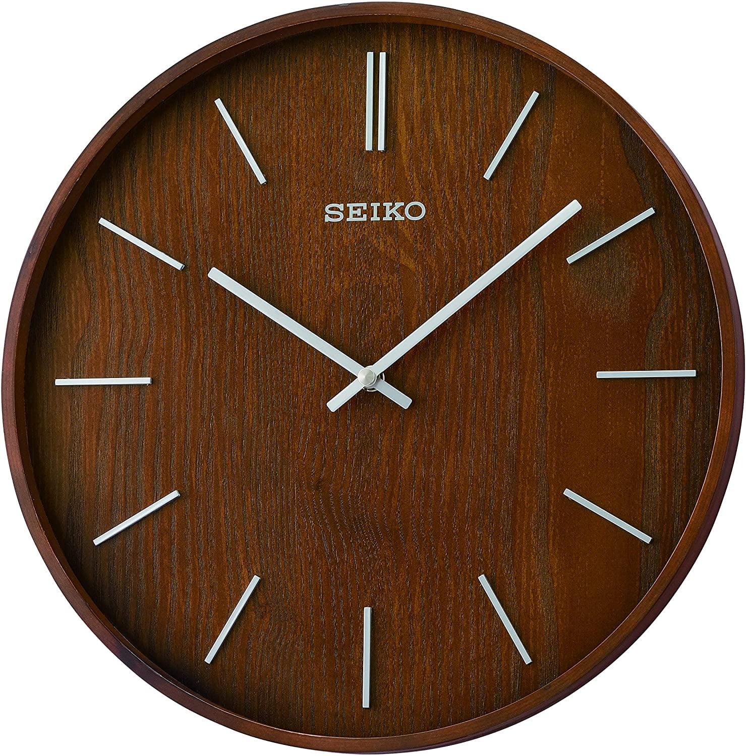 Seiko 13" Maddox Wooden Wall Clock, Brown