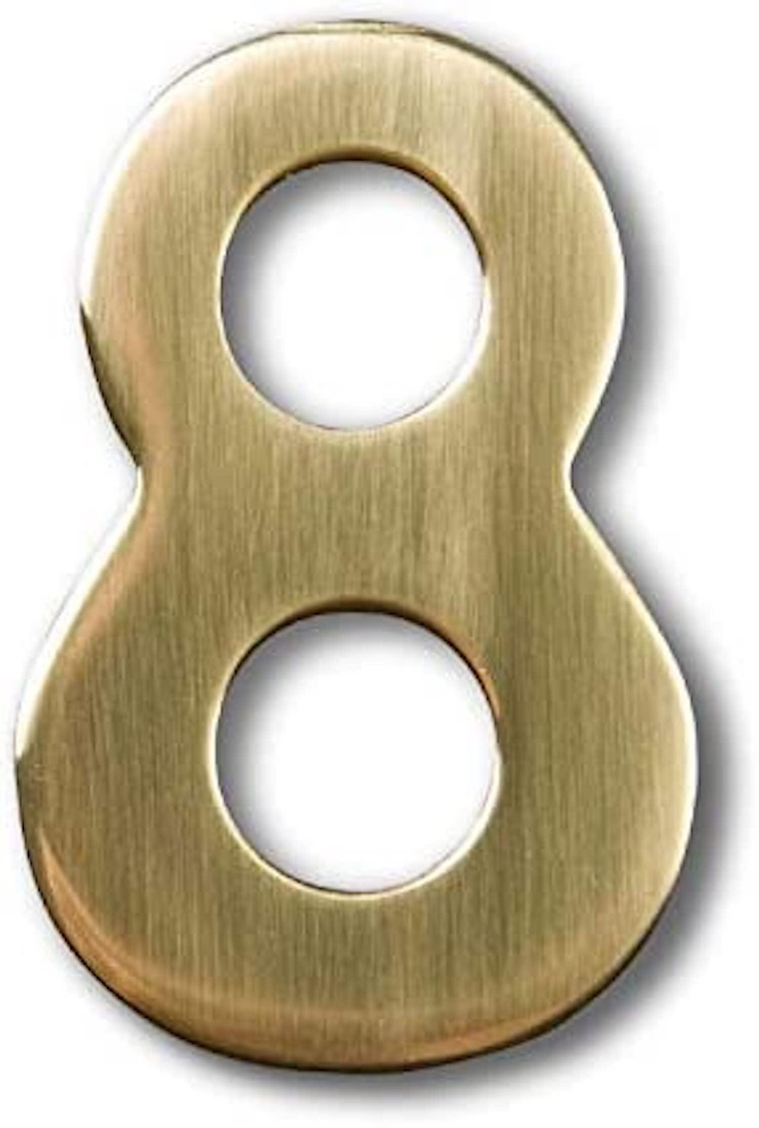 2-Inch Brass Mailbox Number 8 – Self Adhesive Floating #8