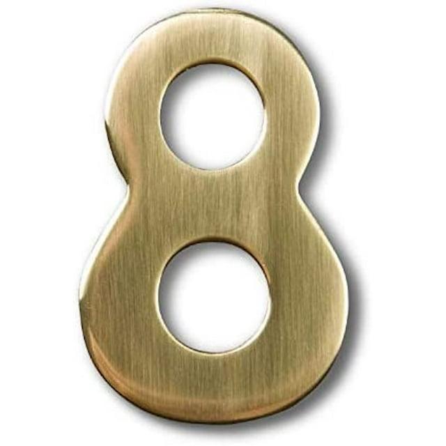2-Inch Brass Mailbox Number 8 – Self Adhesive Floating #8