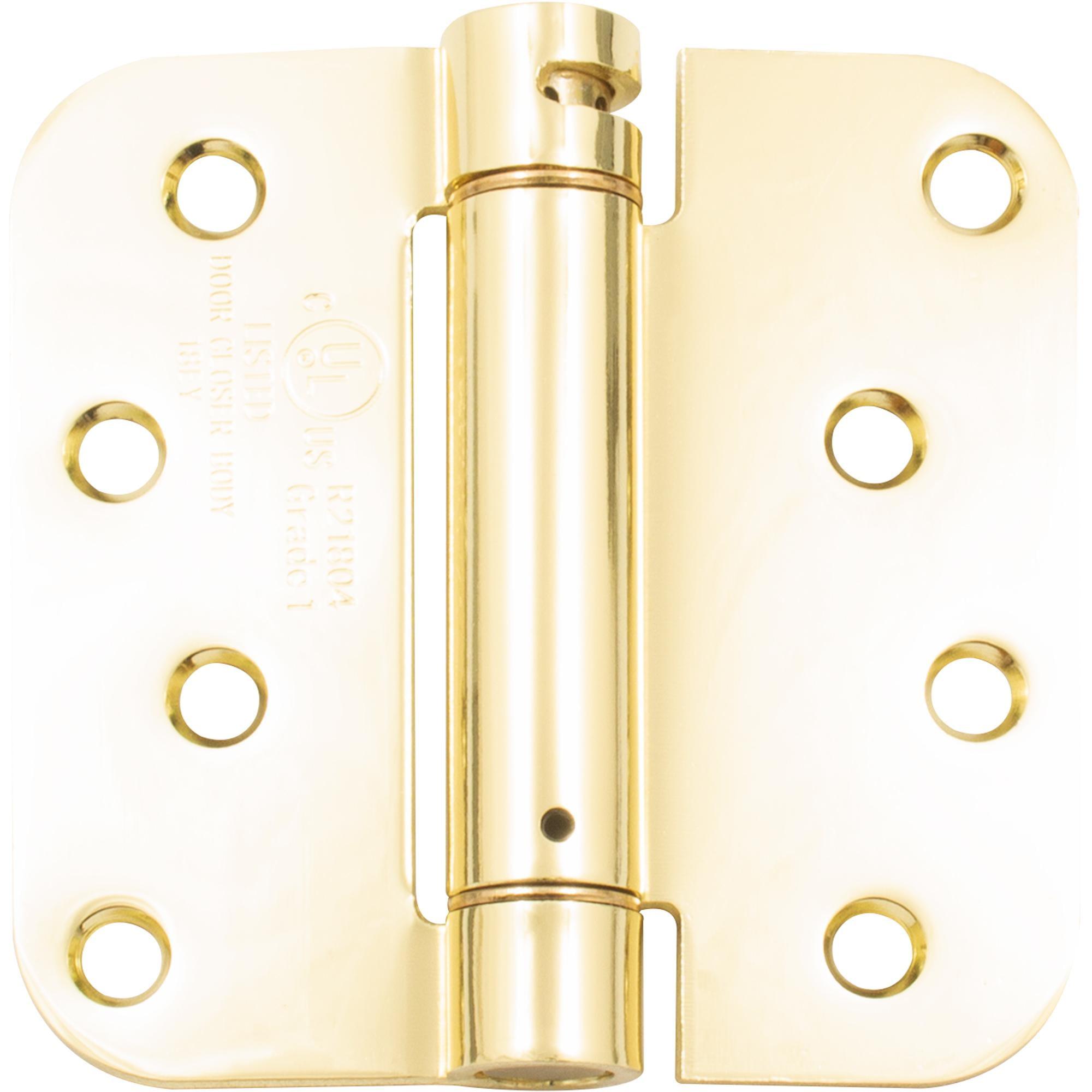 Self-Closing Door Hinge, 4 Inches, 5/8" Radius Corner, Polished Brass by Stone Harbor Hardware