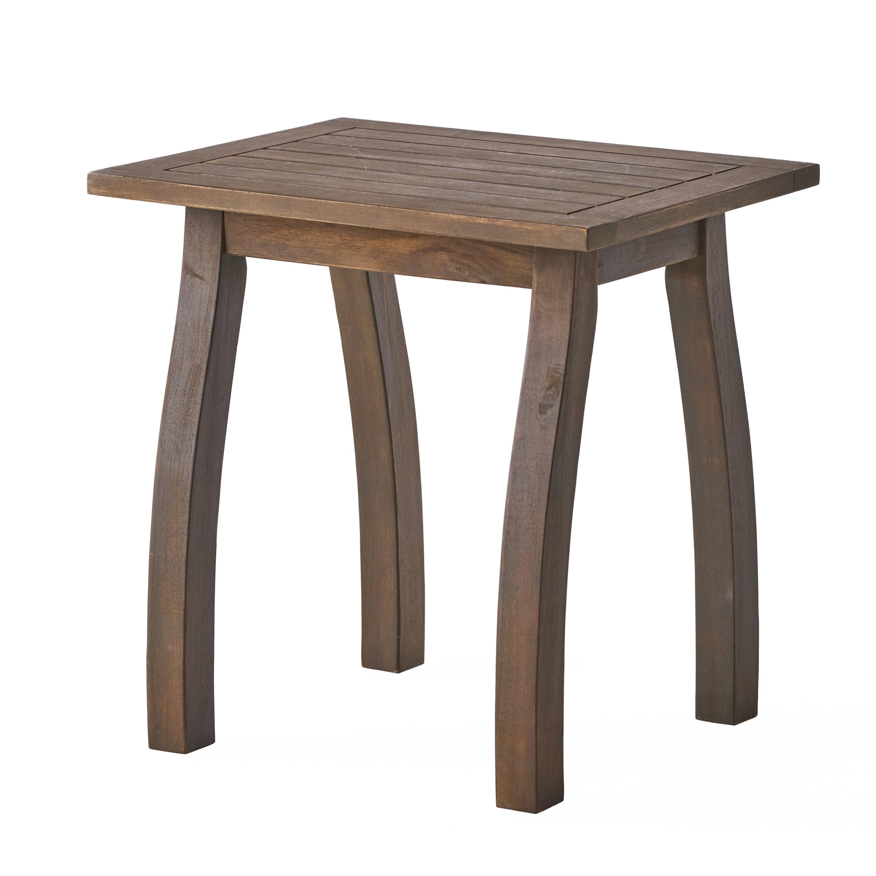 Gray Acacia Wood Outdoor Slatted End Table