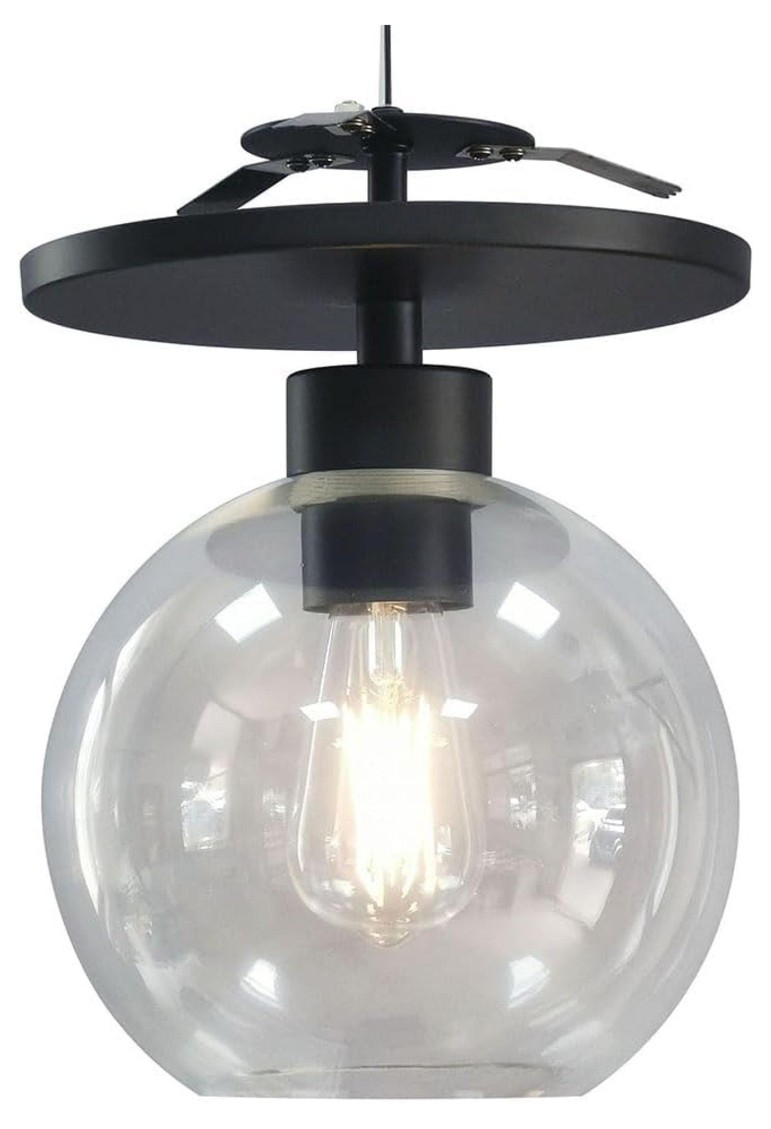 - Semi Flush Conversion Kit - Matte Black with Clear Glass Globe Shade - for Low & Tall Ceilings - Recessed Light Conversion Kit for E26 Recessed Mounted Cans