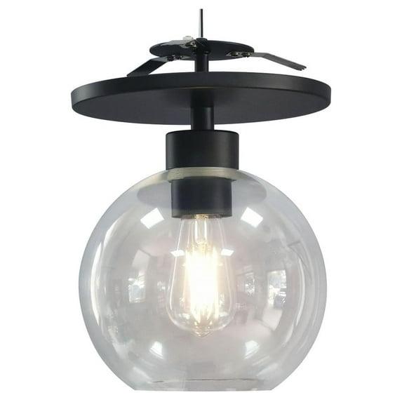 - Semi Flush Conversion Kit - Matte Black with Clear Glass Globe Shade - for Low & Tall Ceilings - Recessed Light Conversion Kit for E26 Recessed Mounted Cans