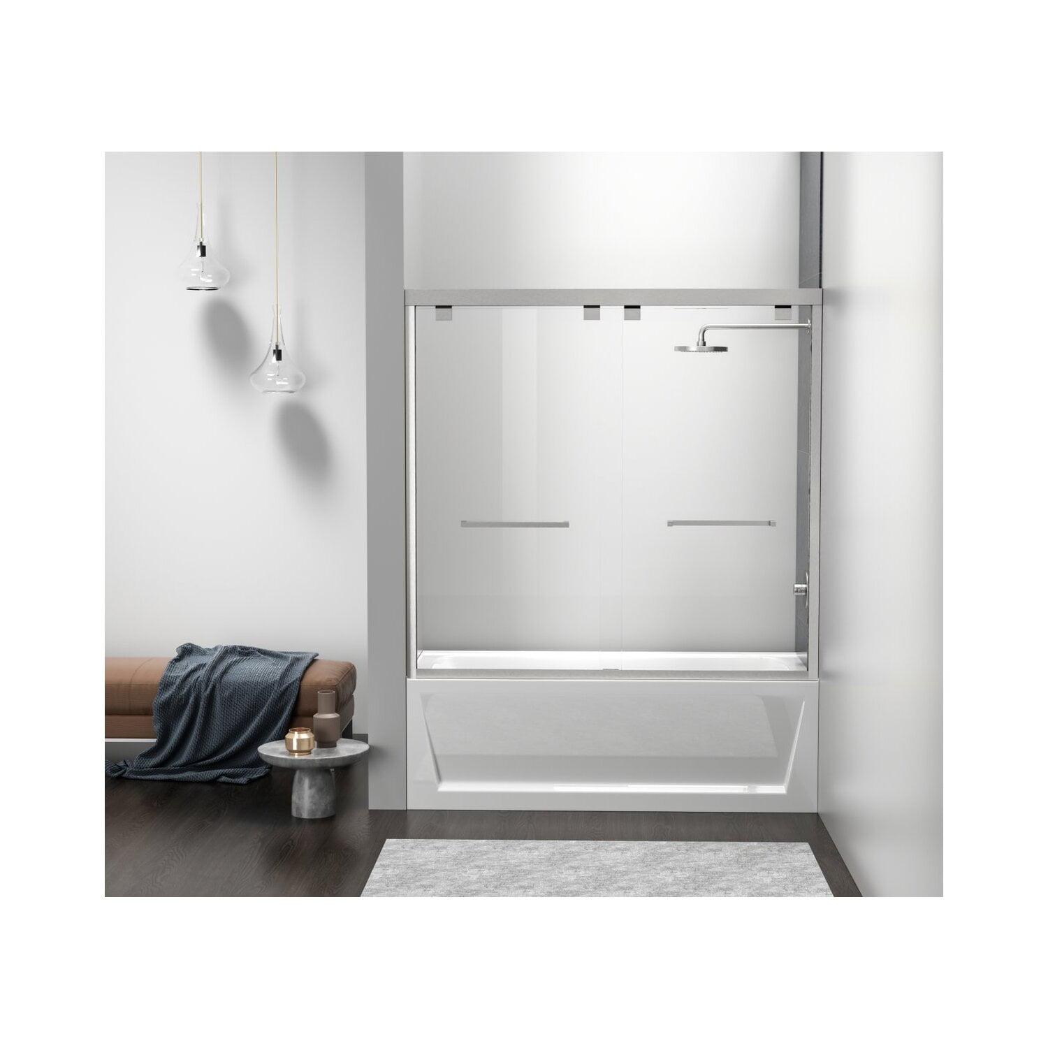 54.33" - 60" W x 60" H Double Sliding Semi-Frameless Tub Door
