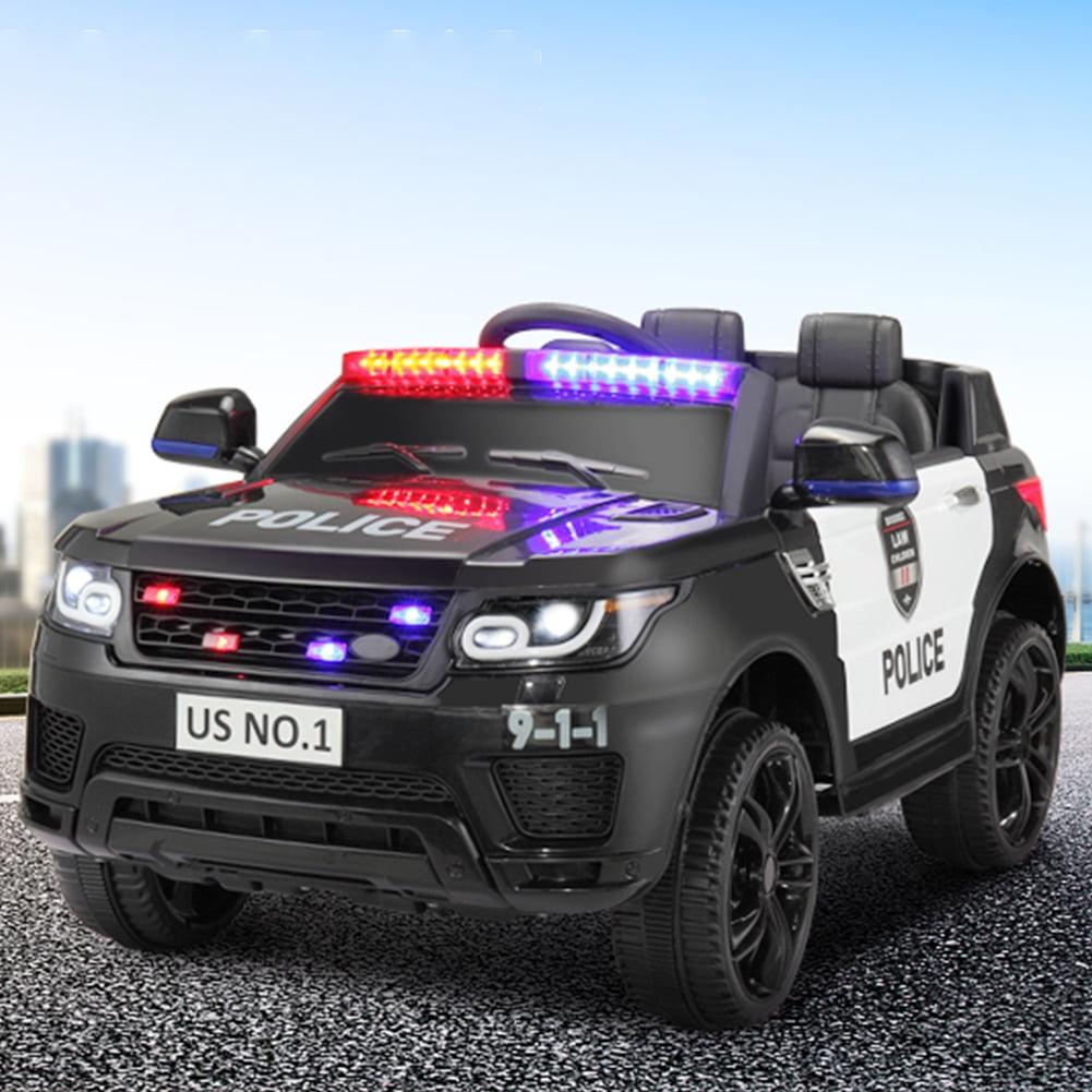 VIBESPARK 12V Ride on Police Car, Electric Car for Kids Battery Powered Ride-on Toys Cop Cars with Remote Control, Siren, Flashing Lights, Music, Bluetooth, Spring Suspension, Black