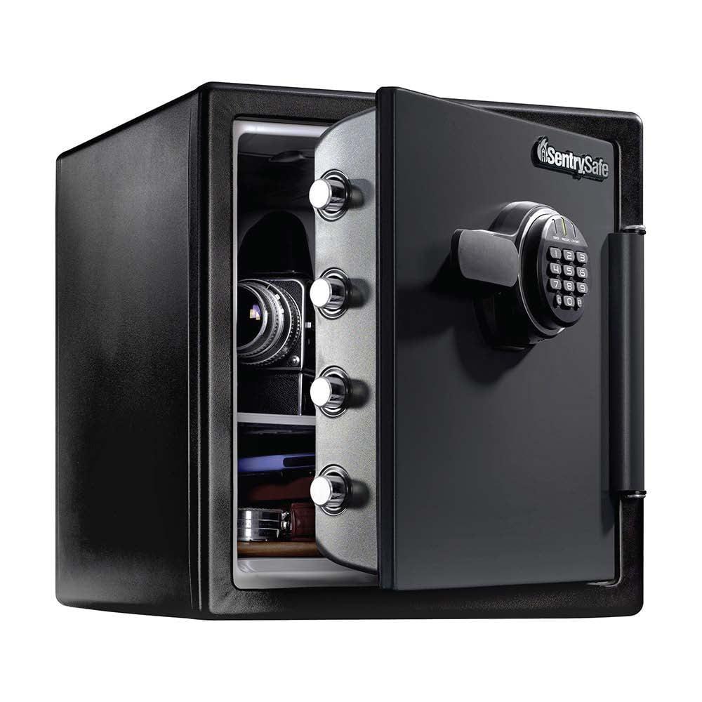 Black and Grey Digital Waterproof Fireproof Safe, 1.23 Cu. Ft.