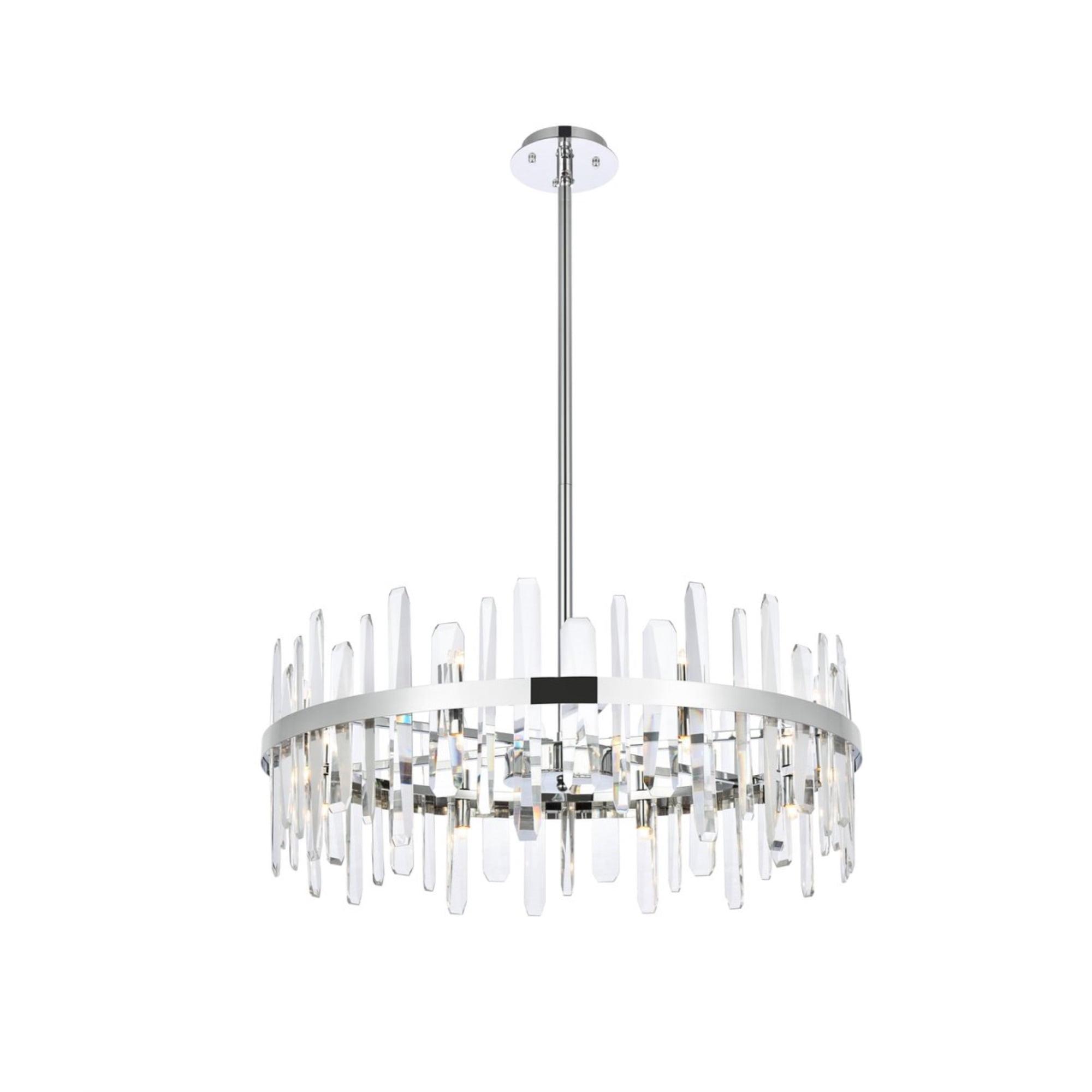 Serena Chrome Crystal 16-Light Adjustable Chandelier with Royal Cut Prisms