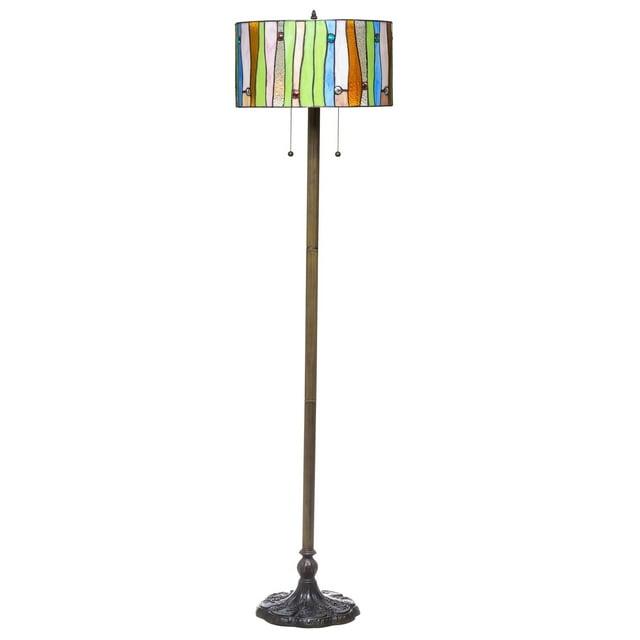 Serena d'italia Contemporary Tiffany 2 light Striped 60 in. Bronze Floor Lamp