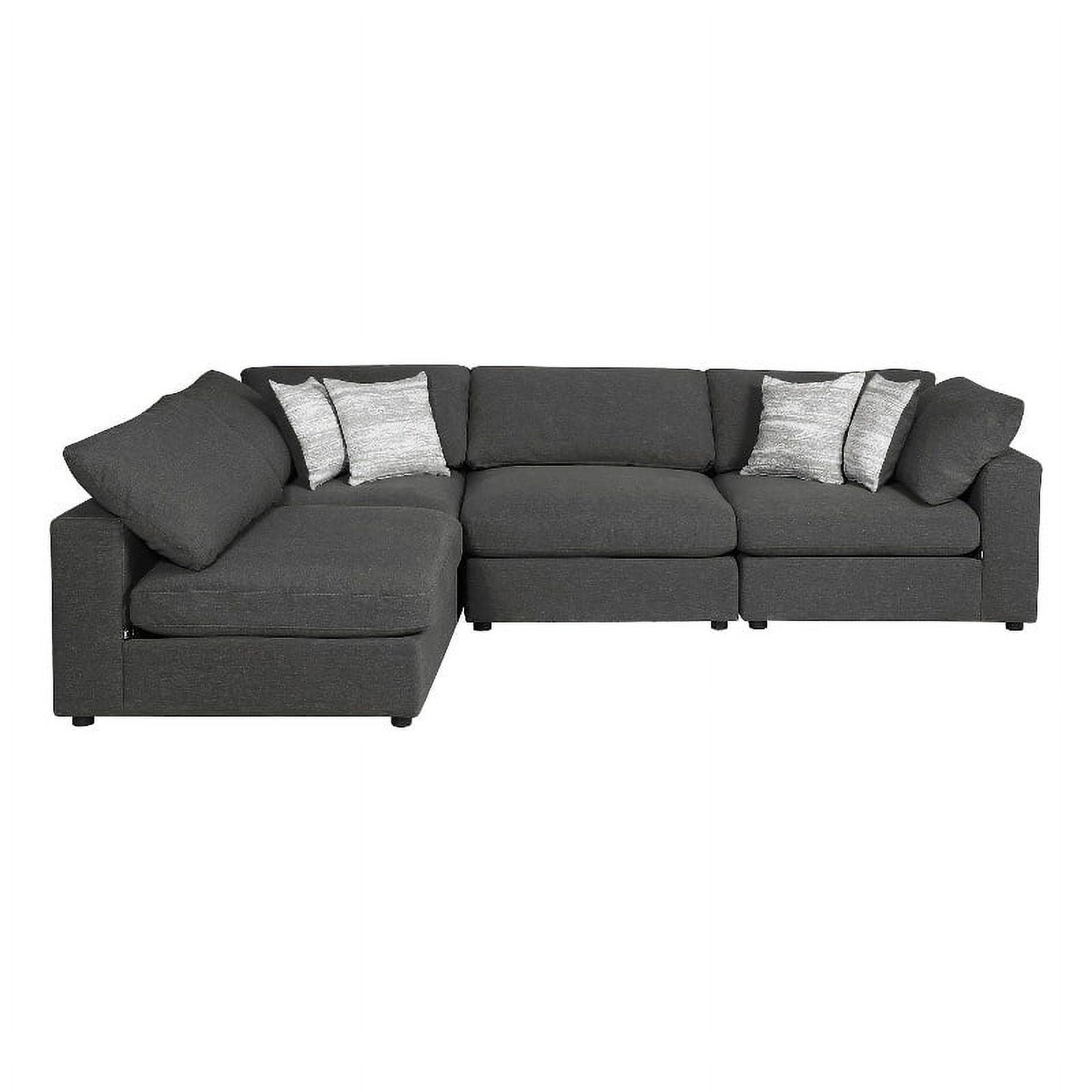 Charcoal Four-Piece Modular Fabric Sectional with Pillow Back