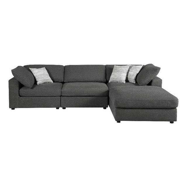Coaster Serene 4-Piece Fabric Upholstered Sectional with Ottoman in Charcoal