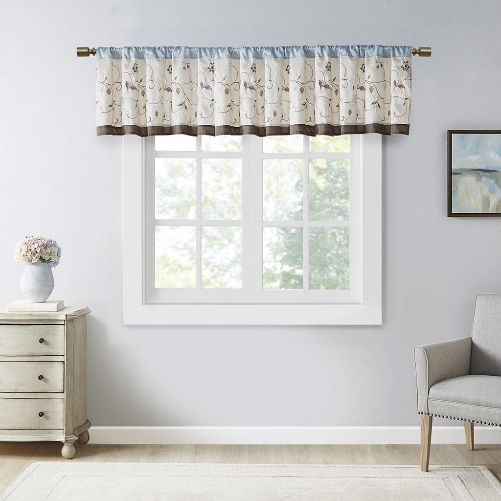 Serene Floral Embroidered 50'' W Window Valance