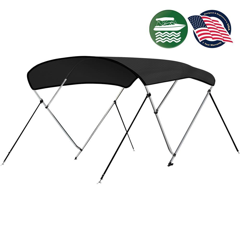 SereneLife 4 Bow Bimini Top Boat Cover - 96" x 61-66" x 54" - Gray