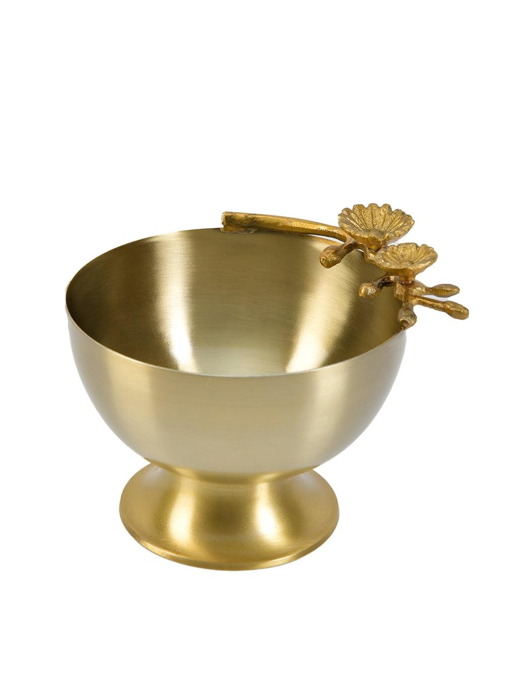 Serene Spaces Living 5" Suvarna Serving Bowl, Stainless Steel, Food-Safe, Golden Tableware, Single