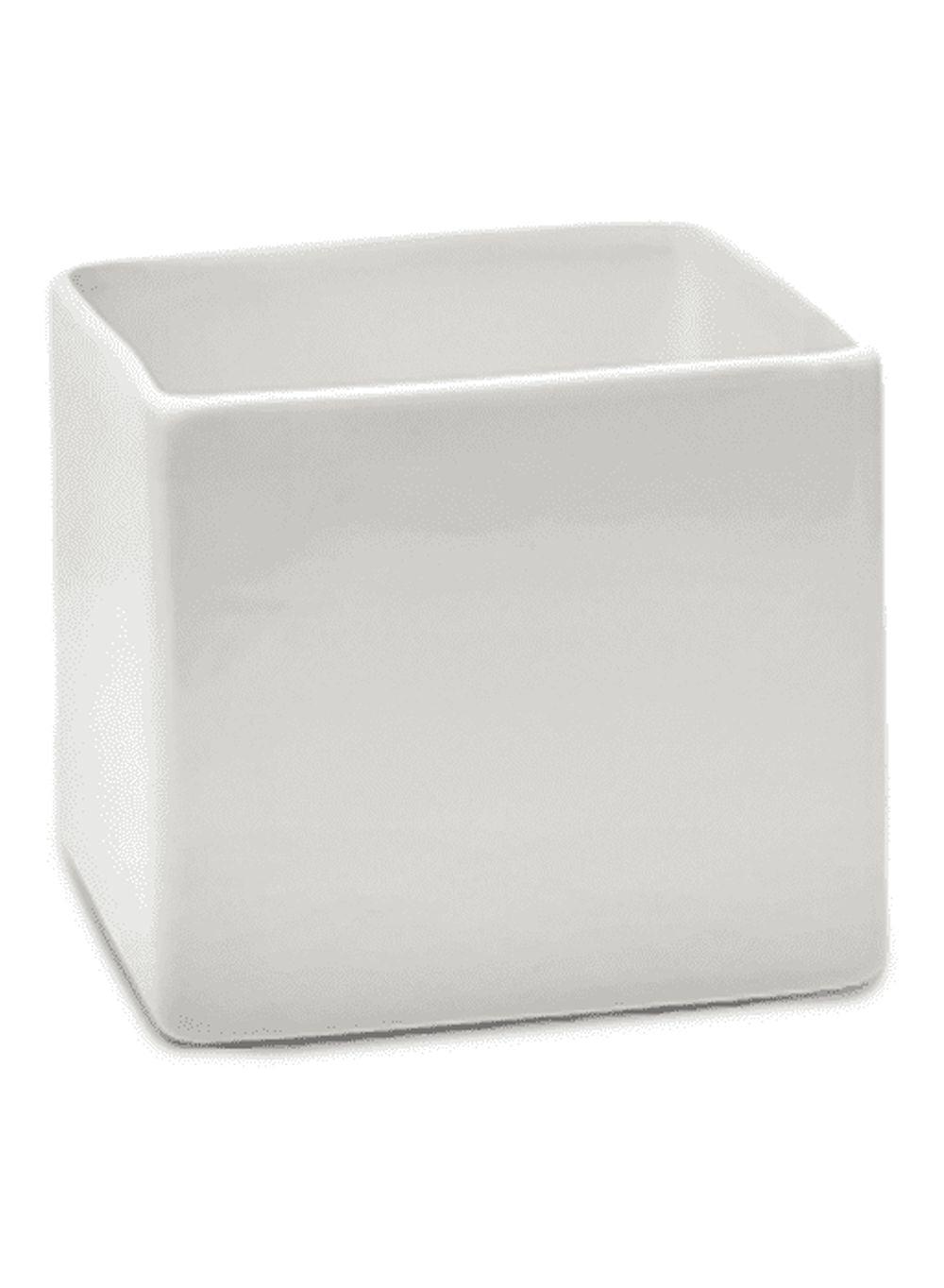 Serene Spaces Living Glossy White Ceramic Vase, Measures 5" T & 5.75" Cube