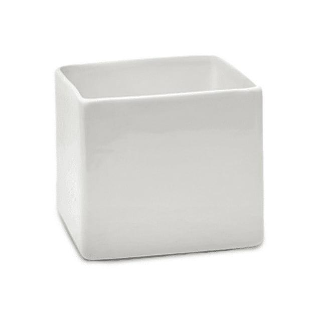 Serene Spaces Living Glossy White Ceramic Vase, Measures 5" T & 5.75" Cube