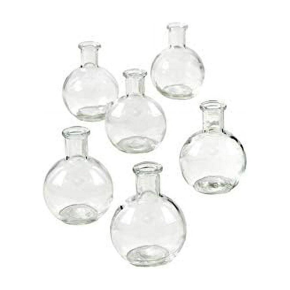 Elegant Clear Glass Round Bud Vases, Set of 6