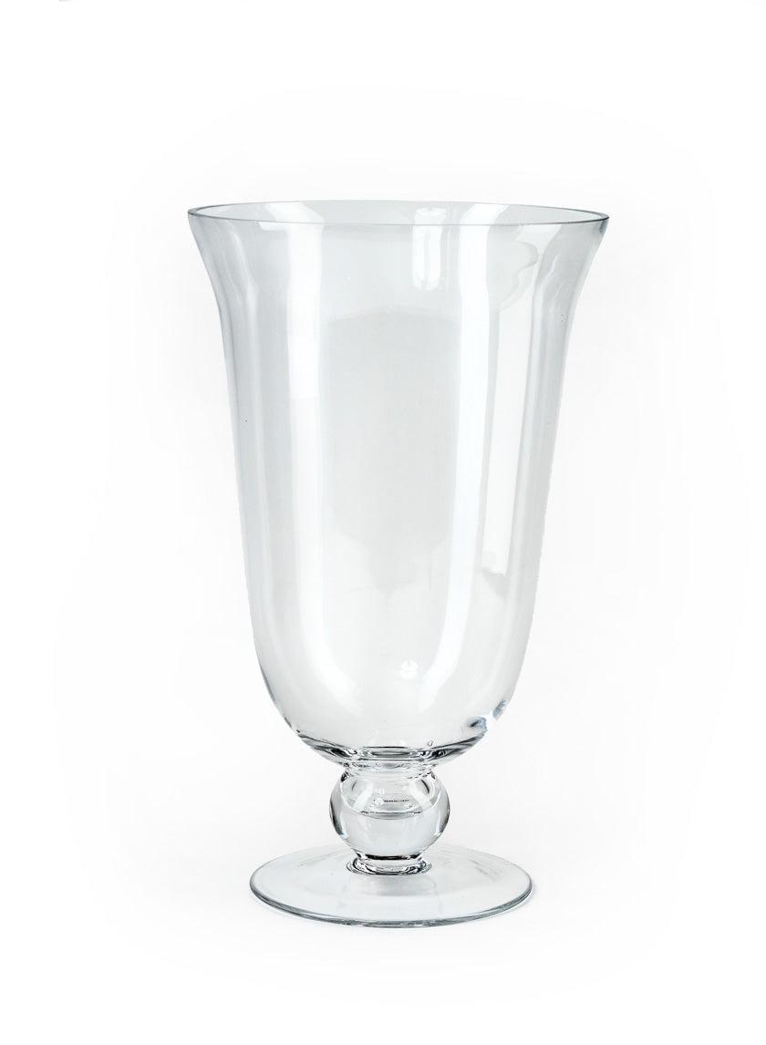 Clear Handblown Glass Urn Vase with Pedestal Base