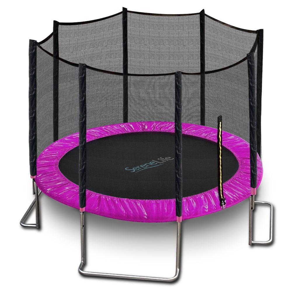 SereneLife 10-Foot Purple Trampoline with Safety Enclosure