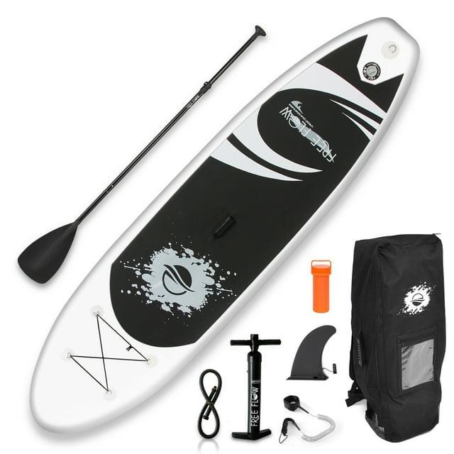 SereneLife 10.5' Inflatable Stand-Up Paddle Board with Accessories - SLSUPB06, Black and Light gray