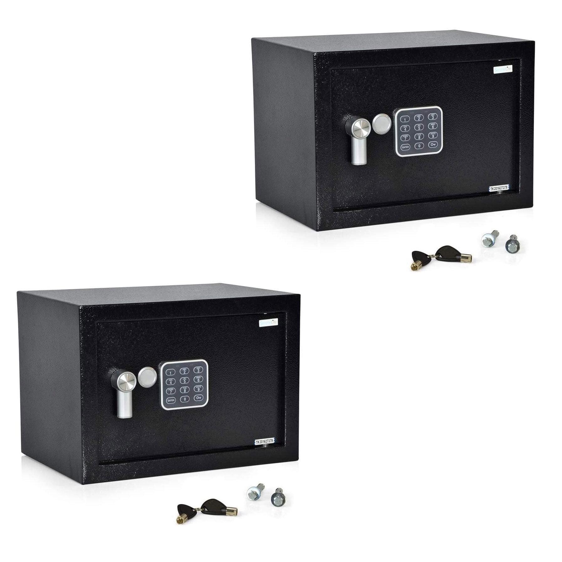 SereneLife Black Fireproof Digital Safe Box with Keys, 2 Pack