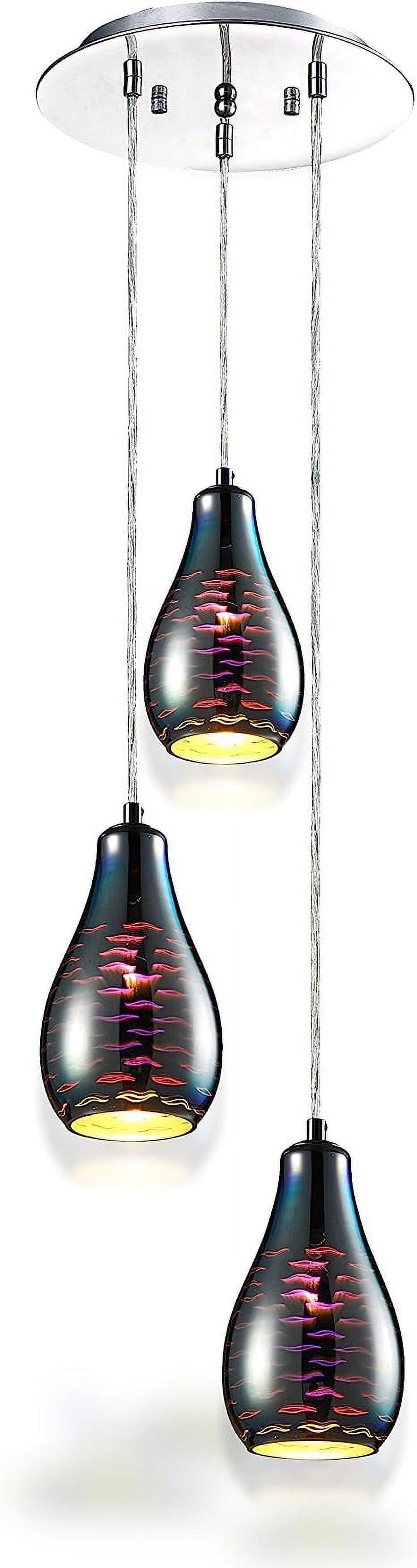 SereneLife Triple Dome Glass Pendant Ceiling Light