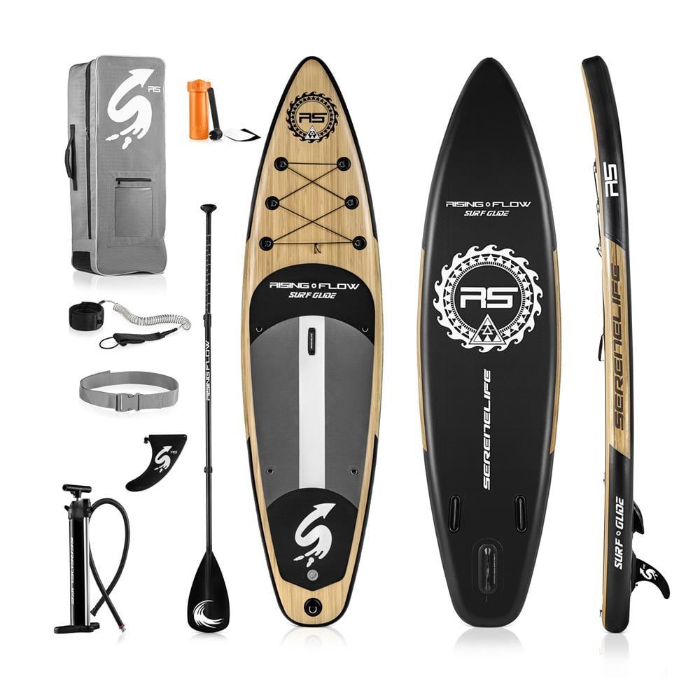 SereneLife Serenelife Inflatable Stand Up Paddle Board (6 Inches Thick) With Premium SUP Accessories & Carry Bag | Wide Stance, Bottom Fin For Paddling, Surf Control, Non-Slip Deck | Youth & Adult Standing Boat SLSUPB754