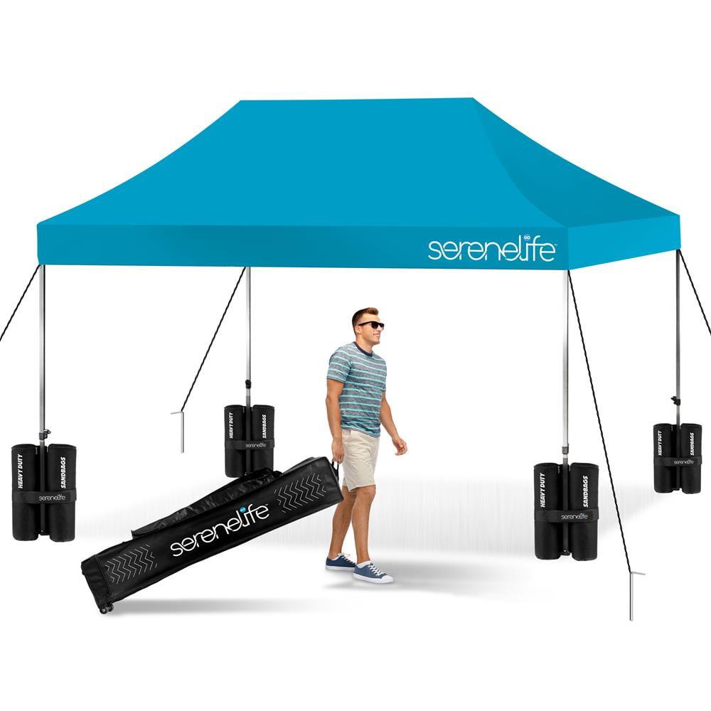 SereneLife Pop-Up Canopy Tent with Adjustable Height - Sky blue