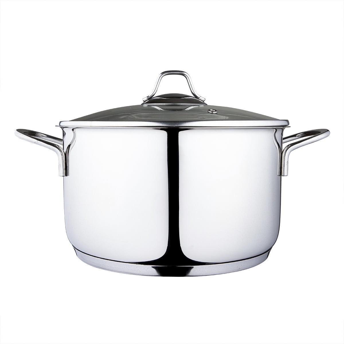 Serenk Serenk Modernist Stainless Steel 7-8-9 Inch Stock Pot, Large Cooking Pot with Lid for Soup, Stews, and Stock, Shiny, Professional Kitchen Essential (9.45in) (Set of 2)