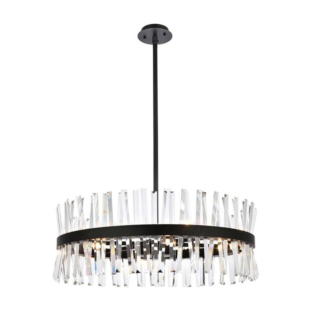 Serephina 32-Inch Black Crystal Round Chandelier