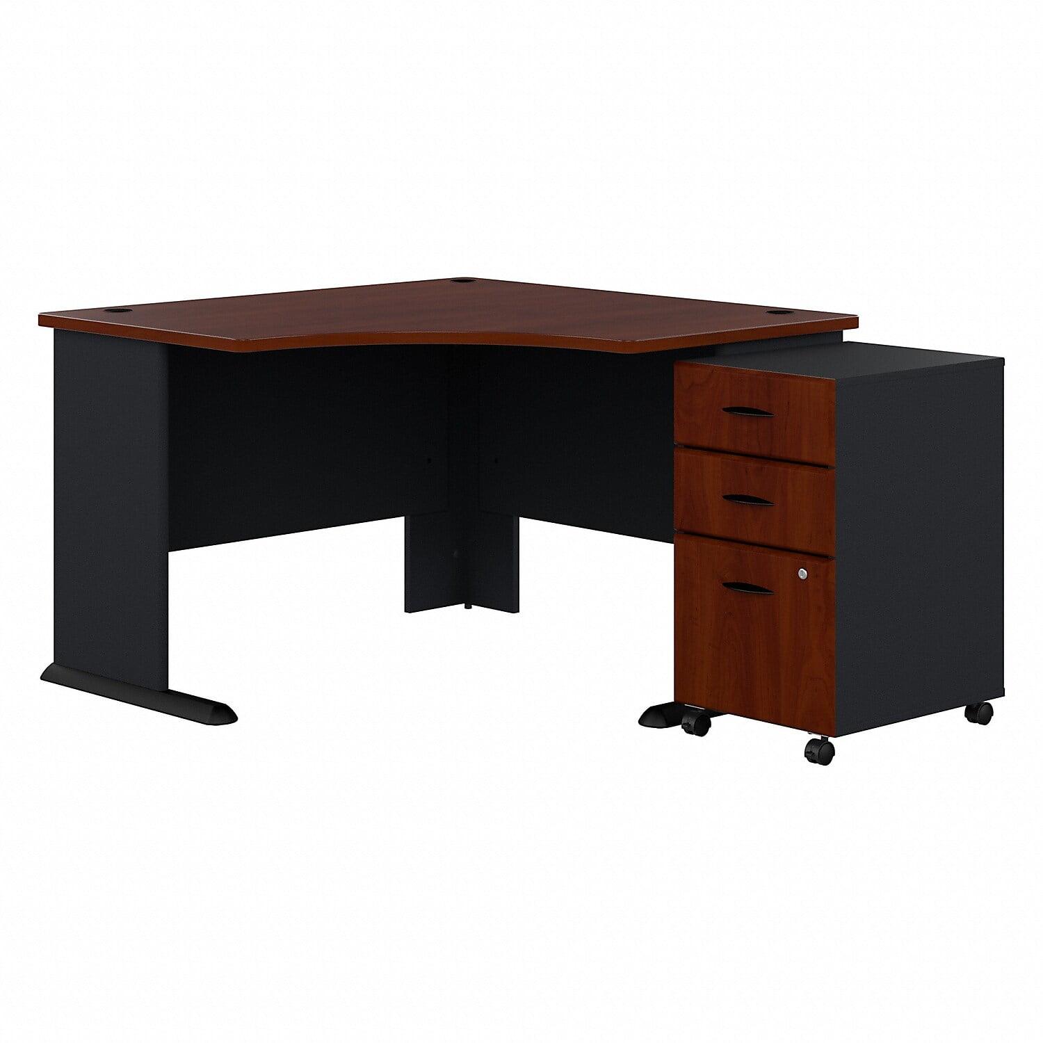 Series A L-Shape Executive Desk with 3 Drawer Mobile Pedestal