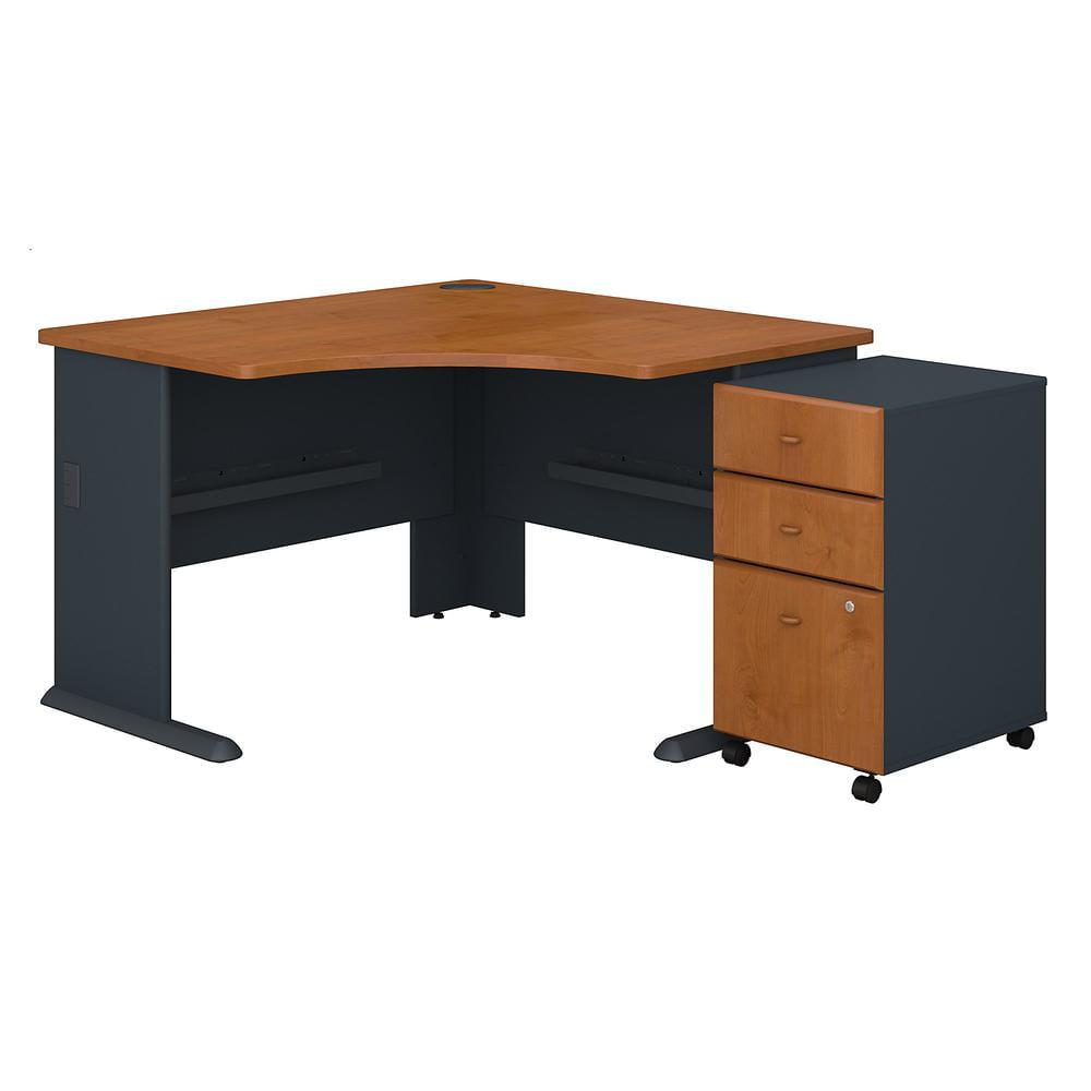 Series A L-Shape Executive Desk with 3 Drawer Mobile Pedestal