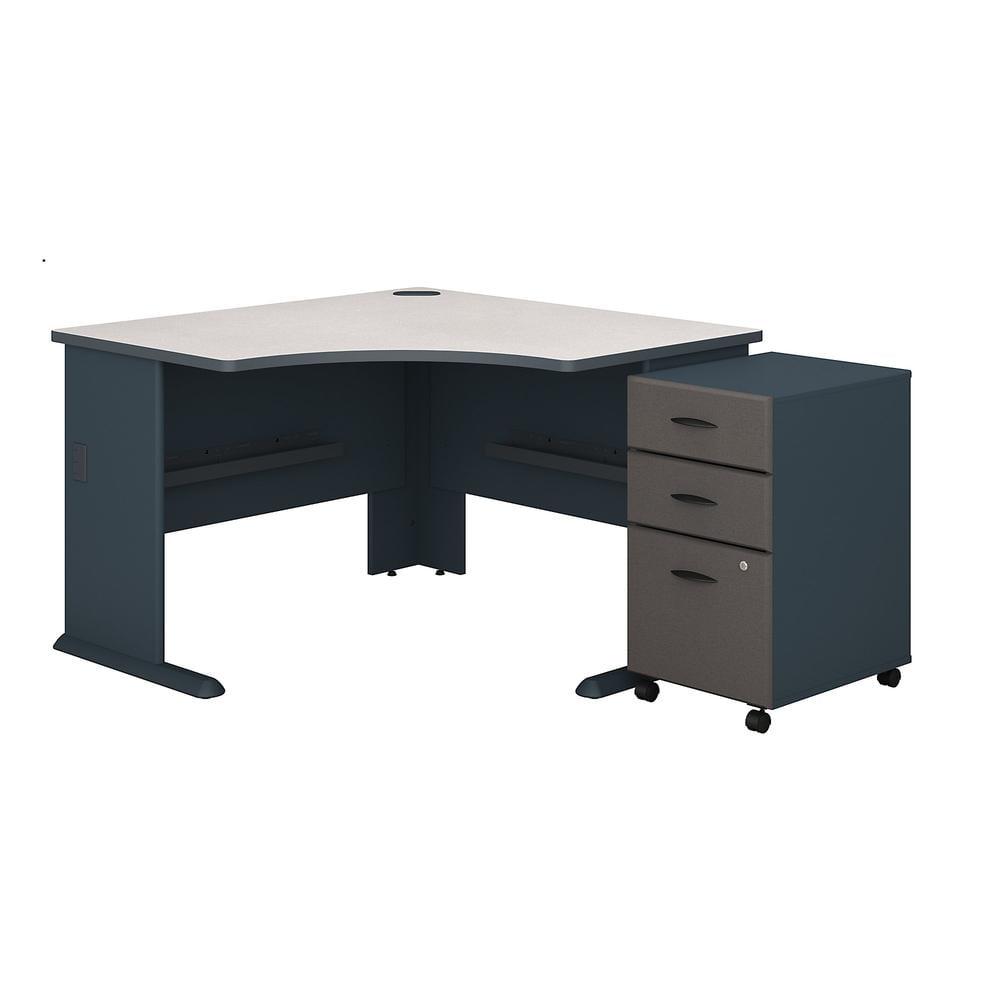 Series A L-Shape Executive Desk with 3 Drawer Mobile Pedestal