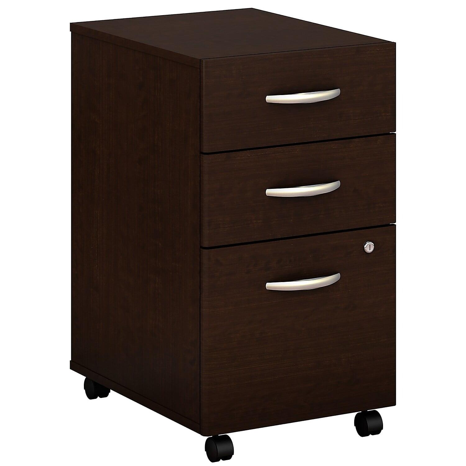 Mocha Cherry 3-Drawer Lockable Mobile File Cabinet