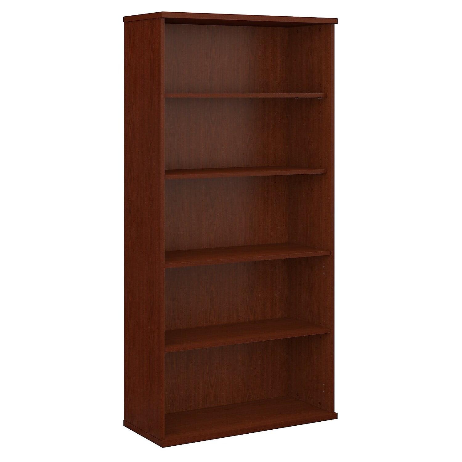 Mahogany Adjustable 5-Shelf Tall Bookcase