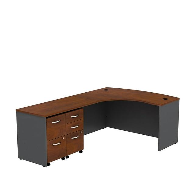Series C Bow Front Left Handed L Shaped Desk with 2 Mobile Pedestals