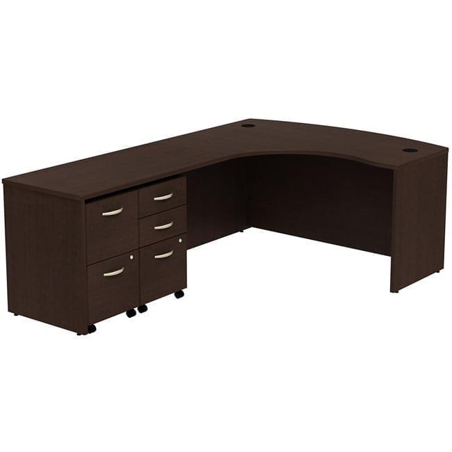 Series C Bow Front Left Handed L Shaped Desk with 2 Mobile Pedestals