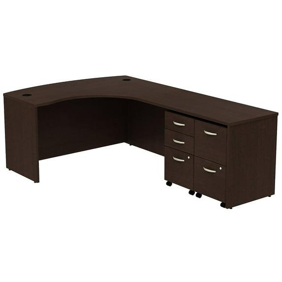 Series C Bow Front Left Handed L Shaped Desk with 2 Mobile Pedestals